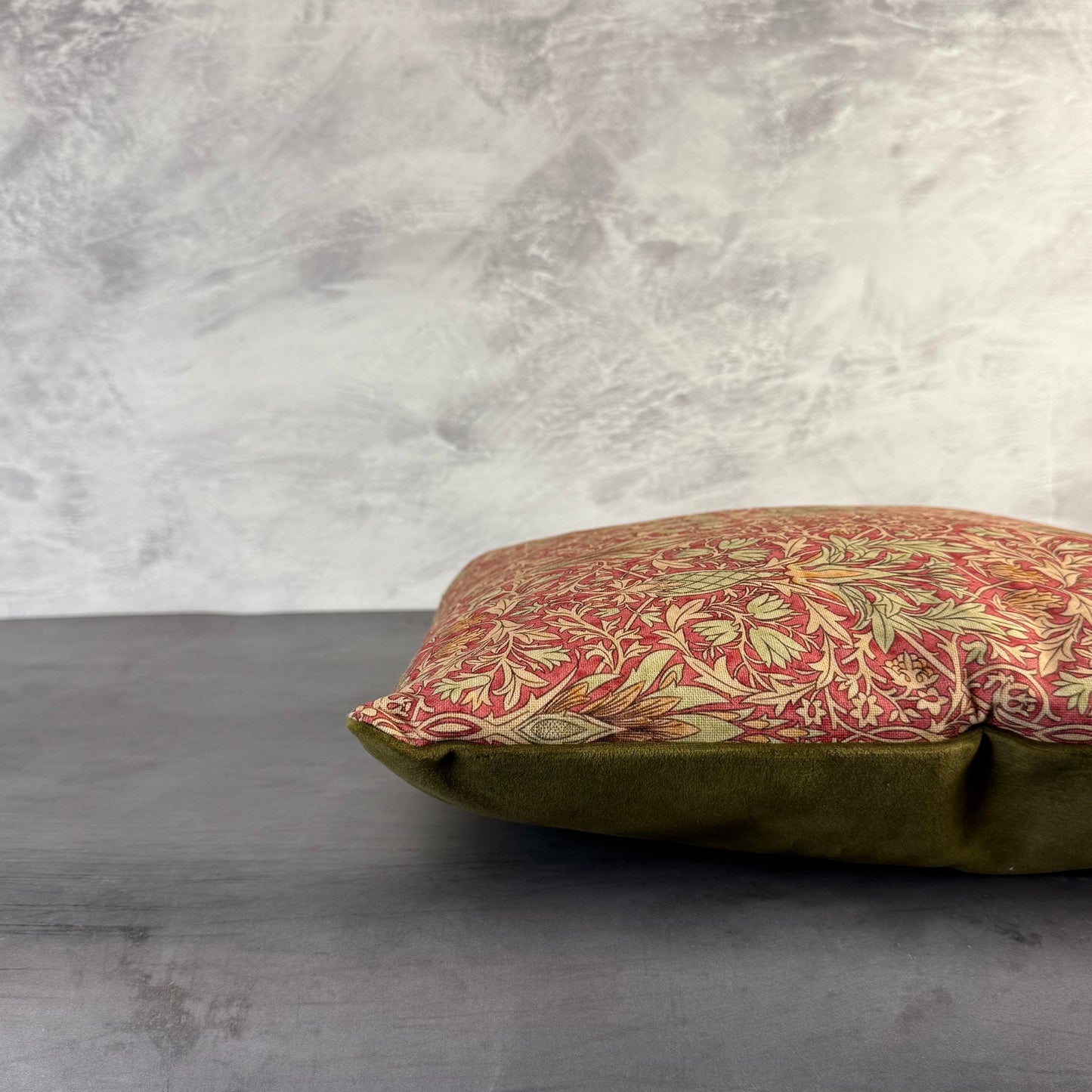 William Morris Snakeshead luxury feather cushion in wine