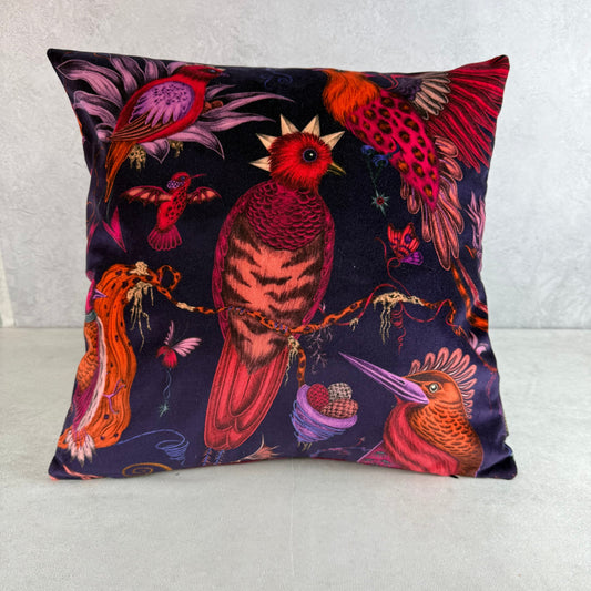 Quetzal violet luxury velvet cushion Emma J Shipley