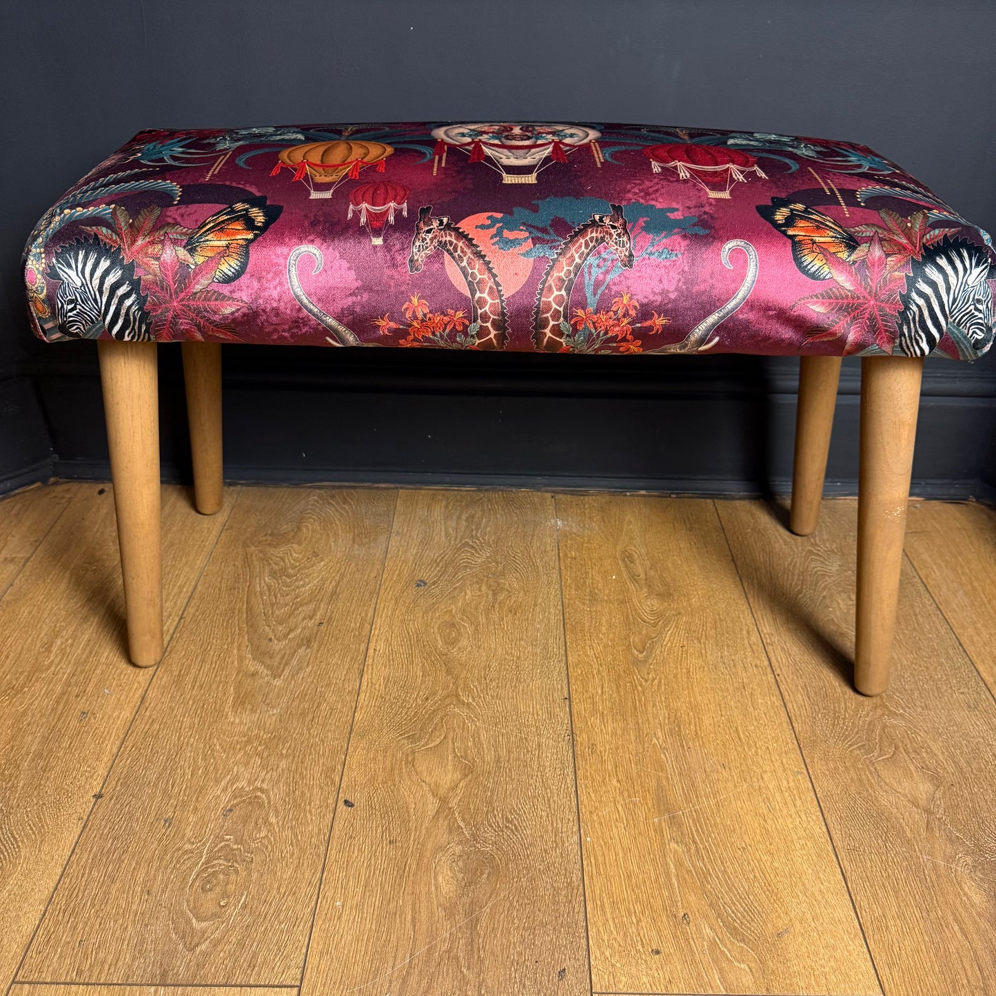 Balloon Safari velvet bench seat / shoe seat / boot room bench Becca Who