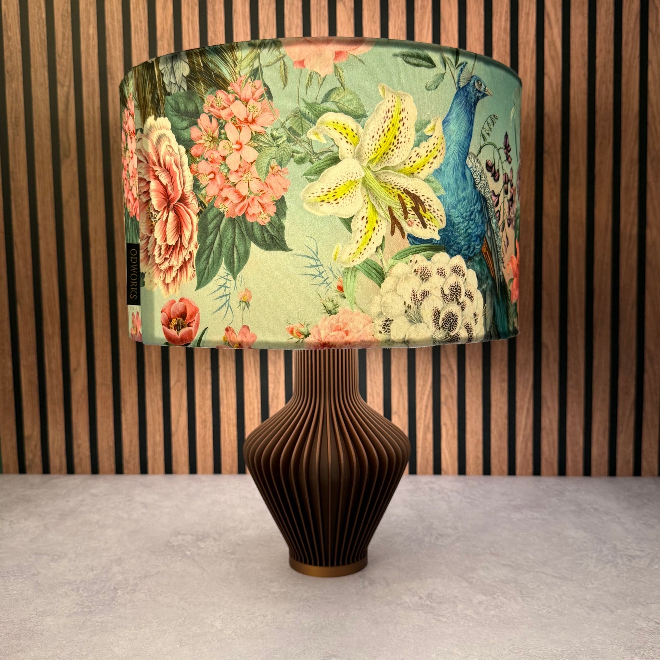 Peacocks & Lilys | Teal & Pink Velvet | Lampshade