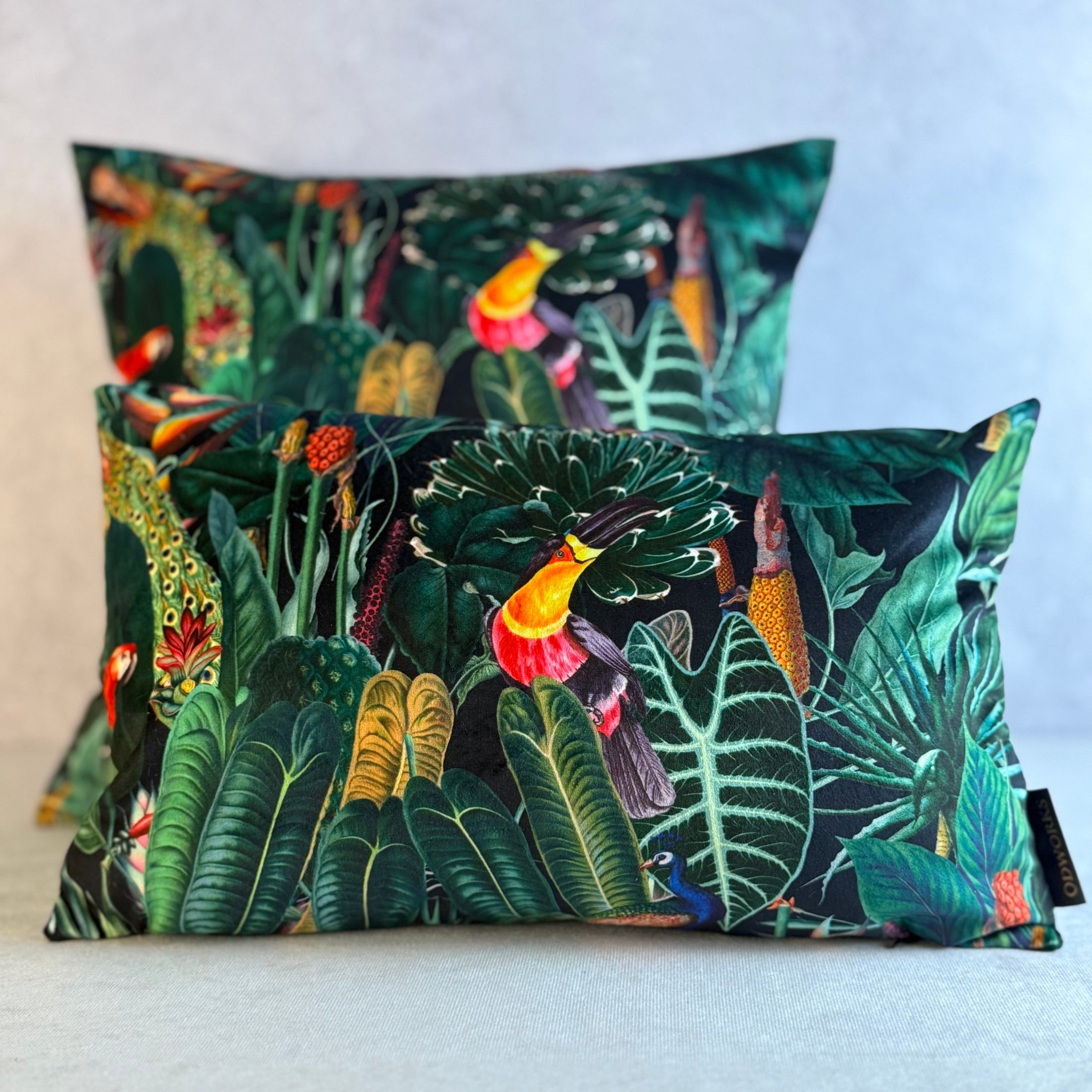 Rainforest | Black & Green Velvet | Cushion