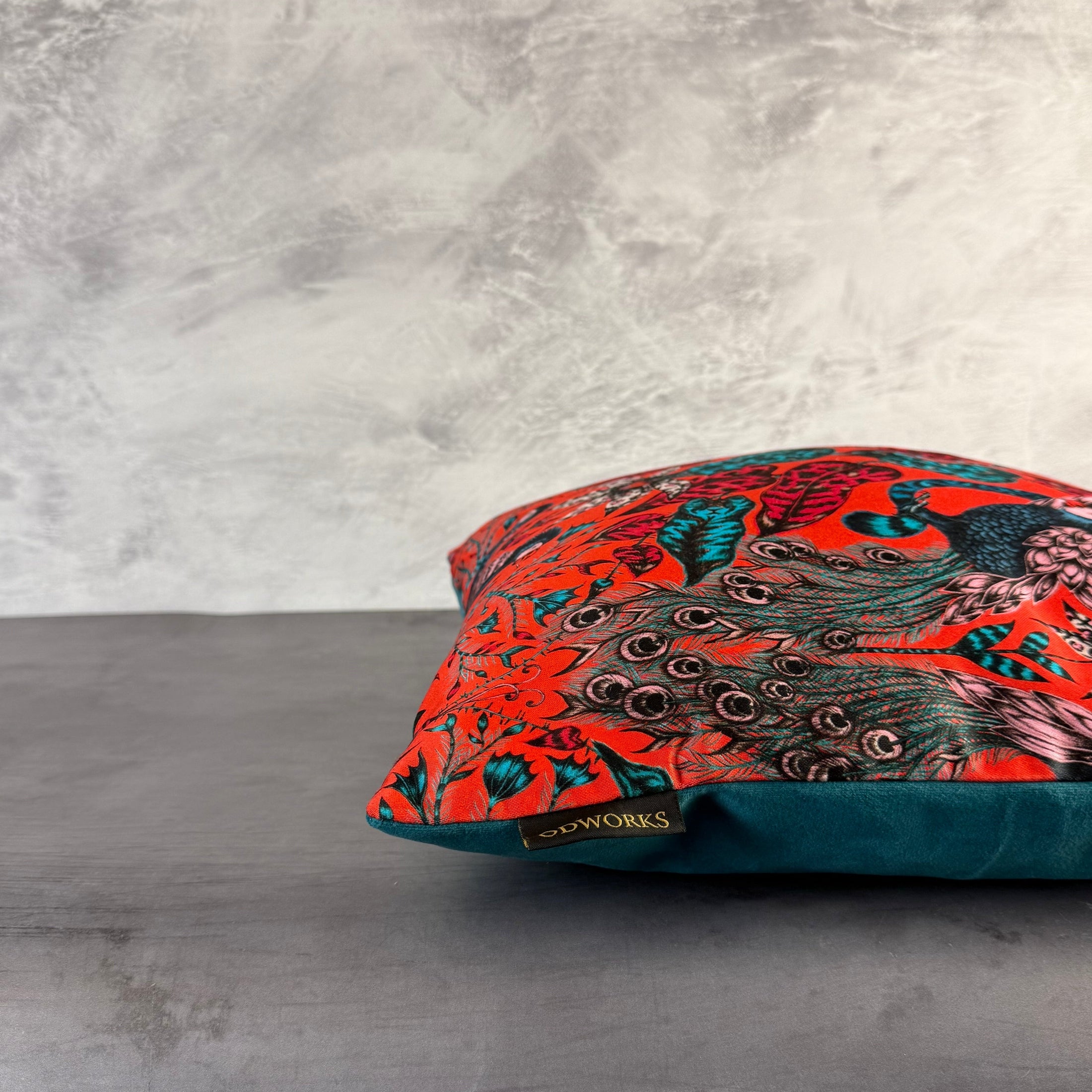 Amazon Birds | Red & Teal Velvet | Emma J Shipley | Cushion