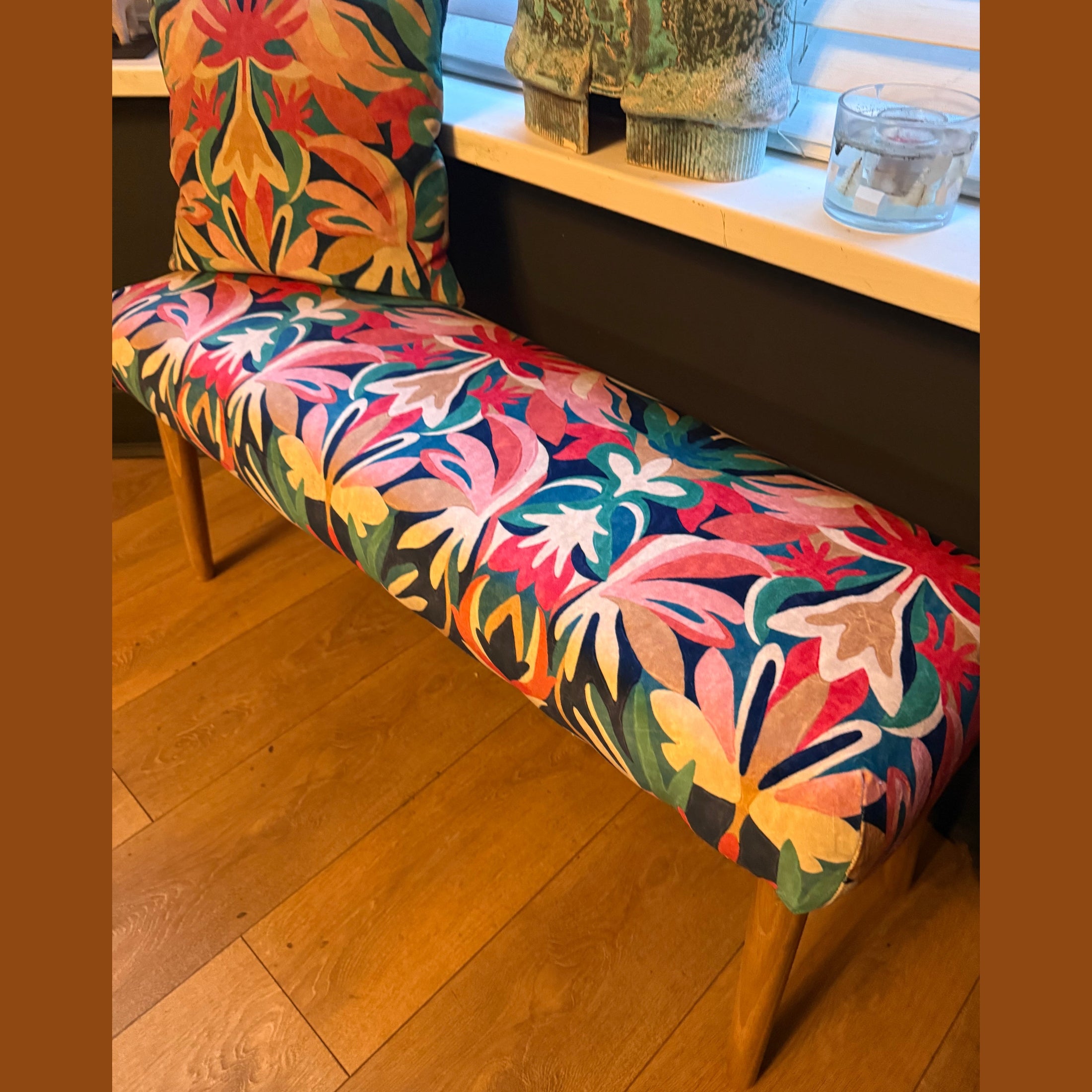 Harlequin Melora | Blue & Red Velvet | Bench