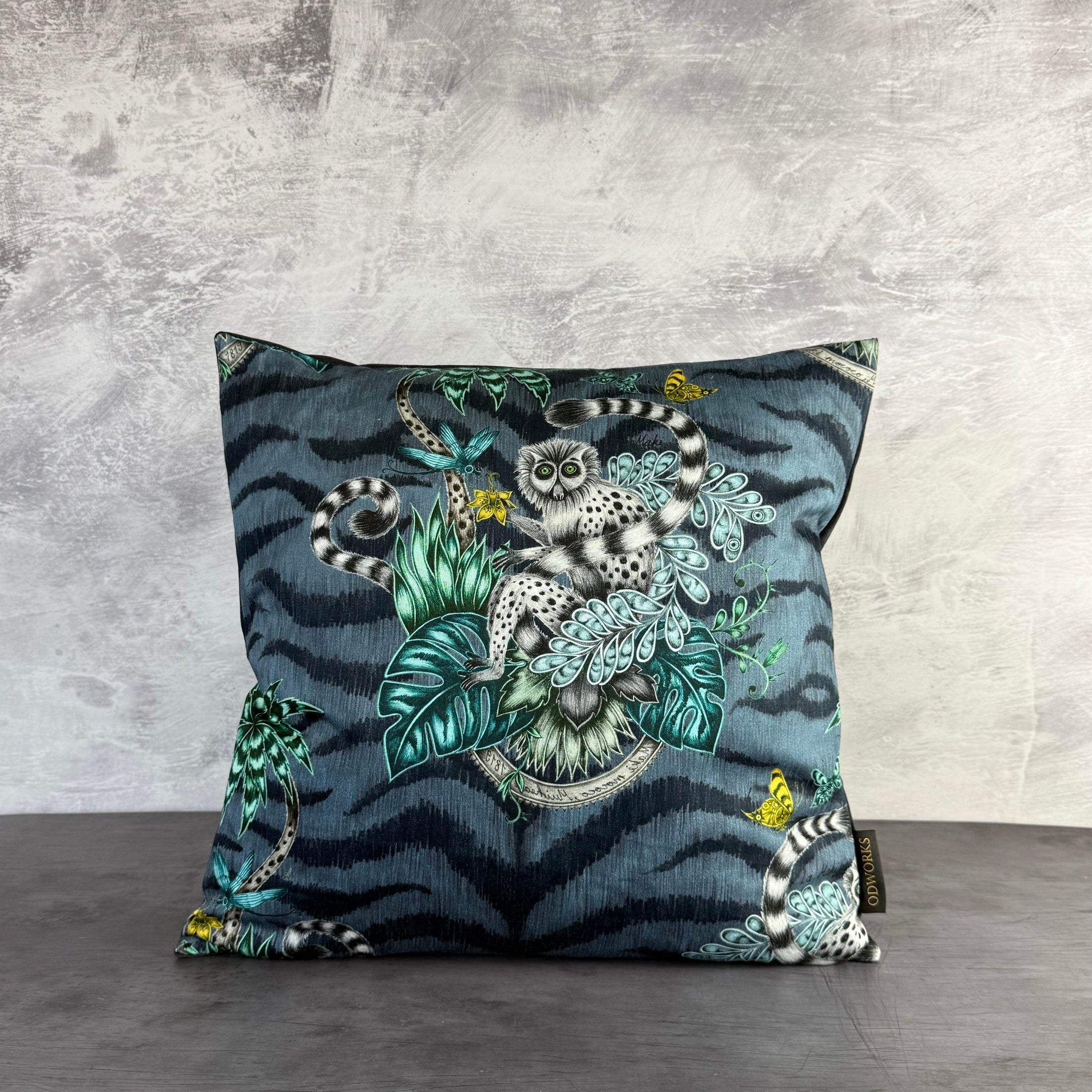 Lemur | Navy & Teal Velvet | Emma J Shipley | Cushion