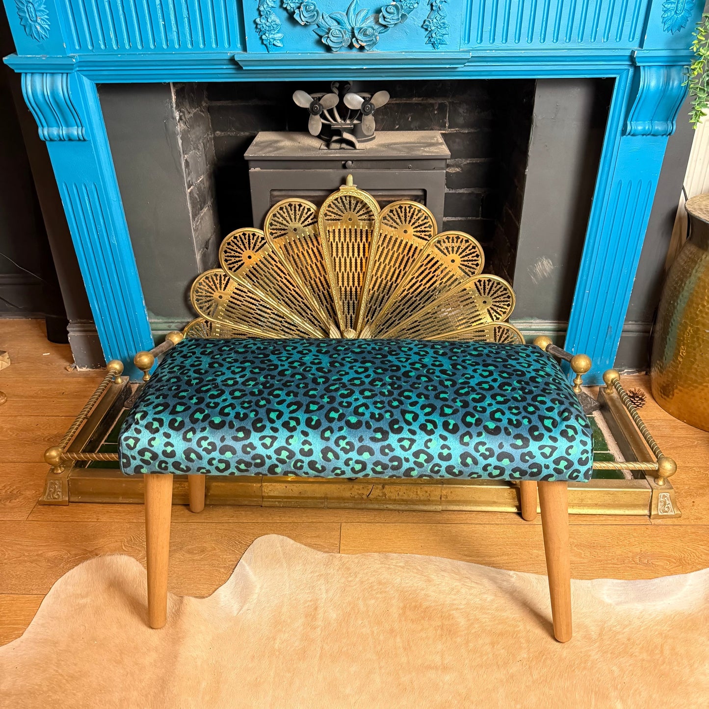 Becca Who leopard skin bench / shoe seat / dressing room seat