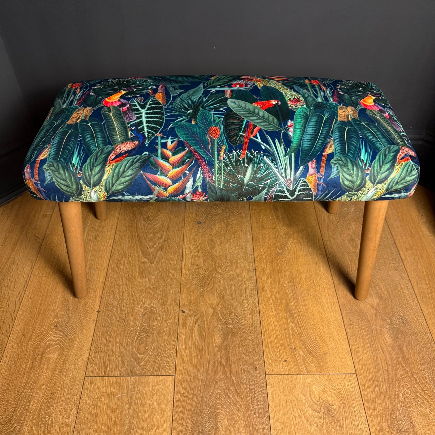 Rainforest navy velvet bench seat / shoe seat / boot room bench