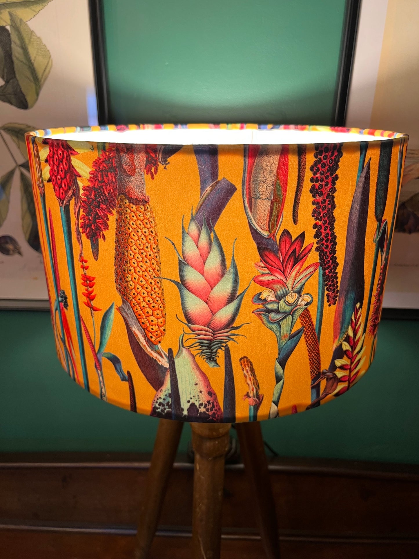 Mustard botanical lily lampshade