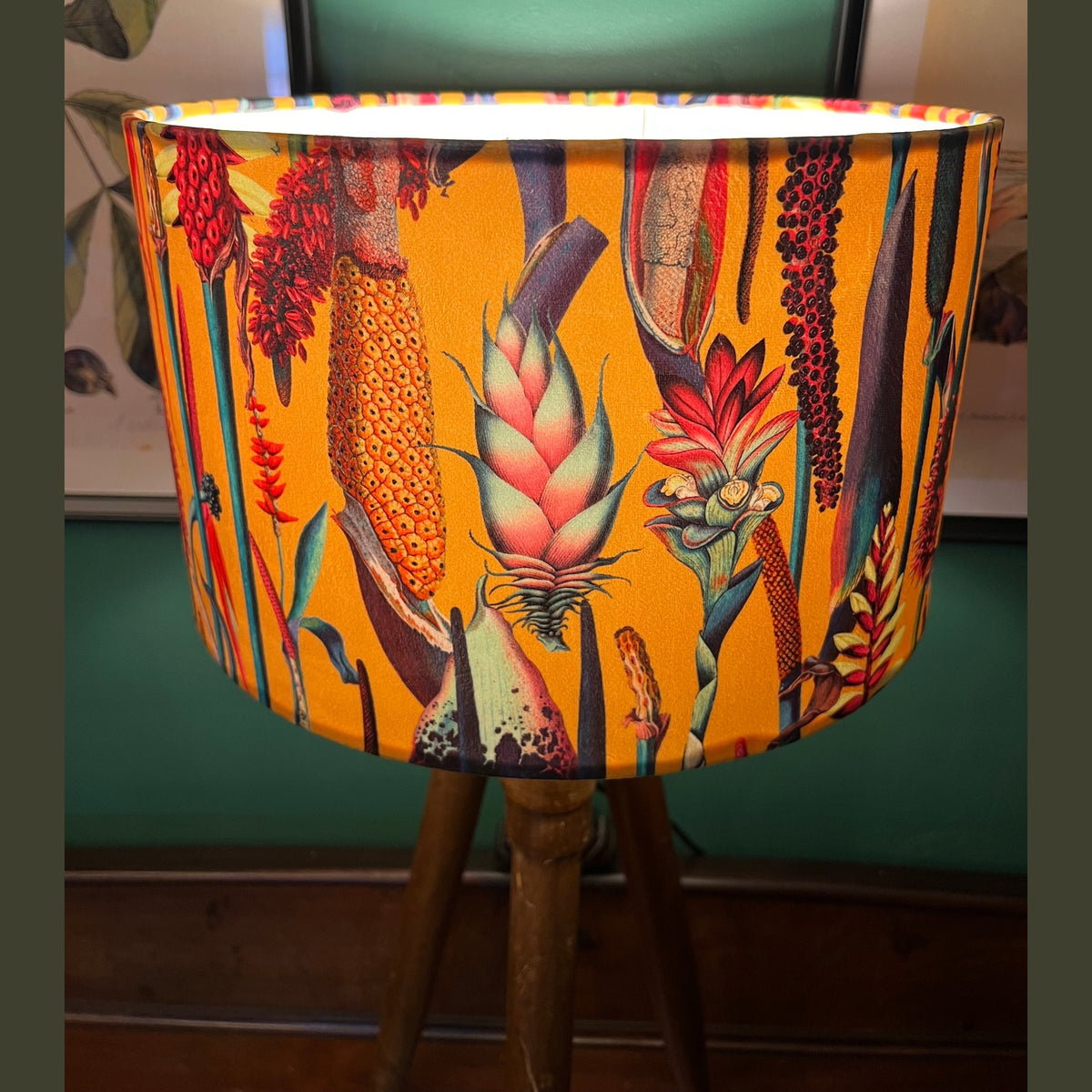 Botanical Lily | Mustard & Pink Velvet | Lampshade