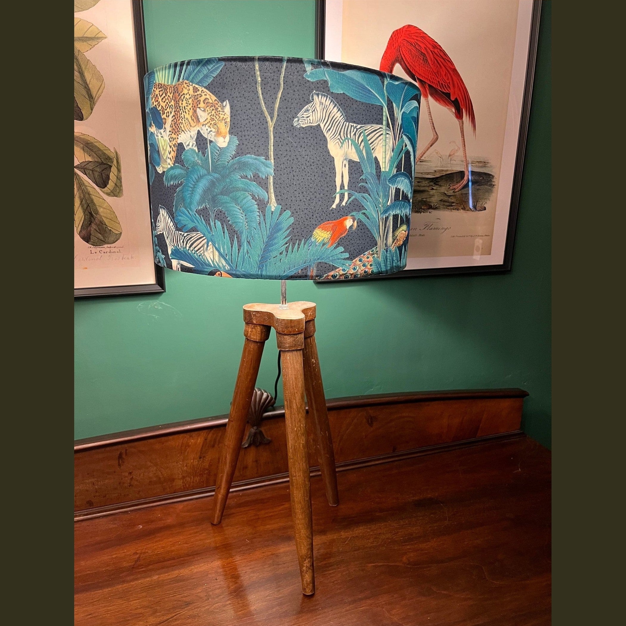 Tropical Paradise |  Grey & Teal Velvet | Lampshade