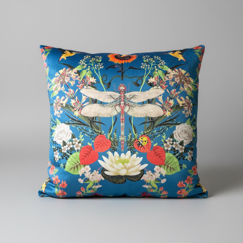 Garden Treasures | Blue & Green Velvet | Becca Who | Cushion