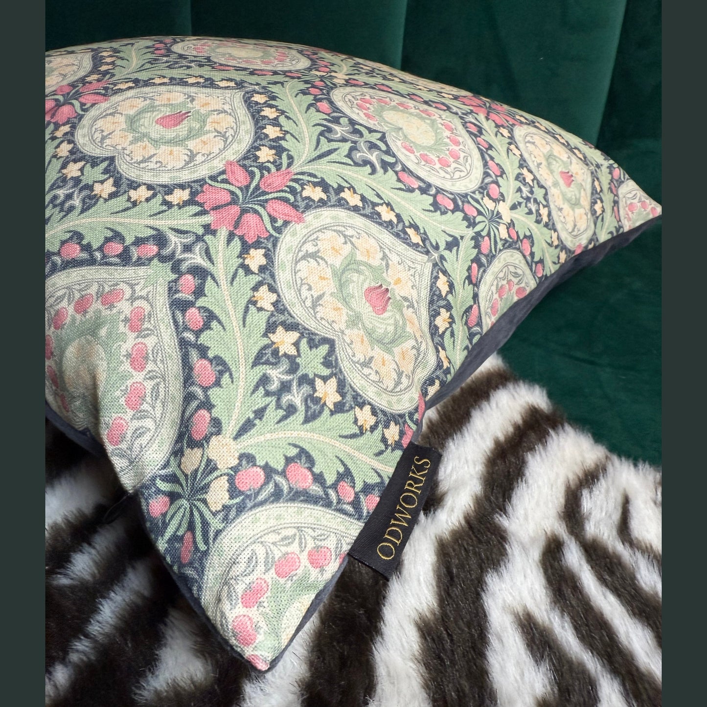 William Morris Eden luxury feather cushion in midnight