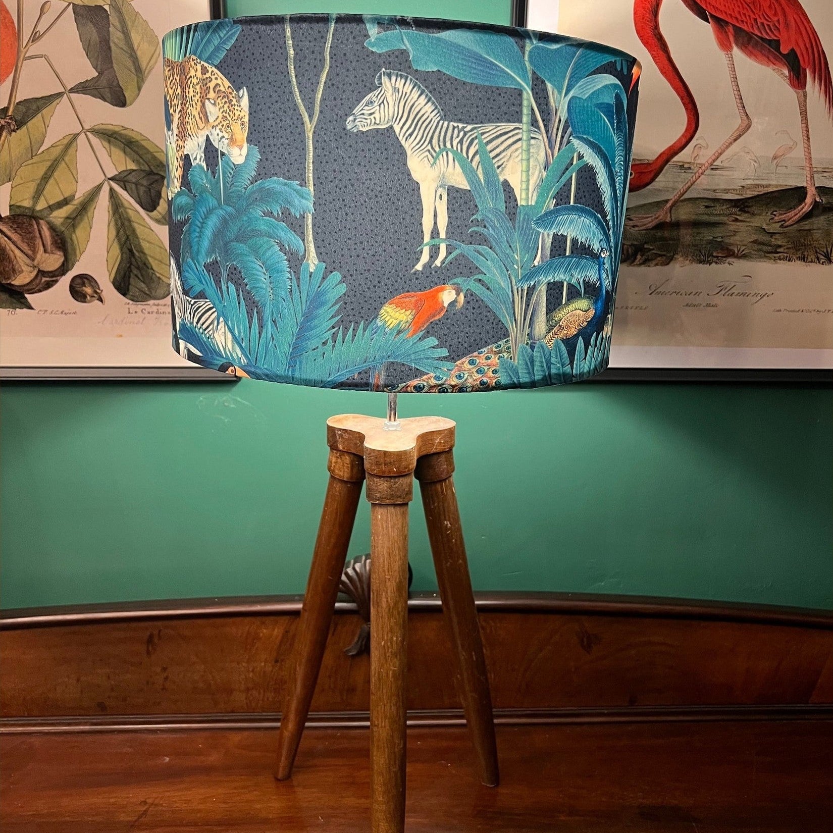 Tropical Paradise |  Grey & Teal Velvet | Lampshade