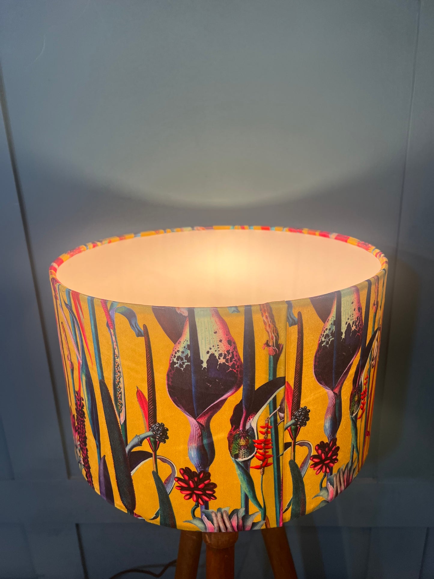 Bright Yellow botanical lily lampshade