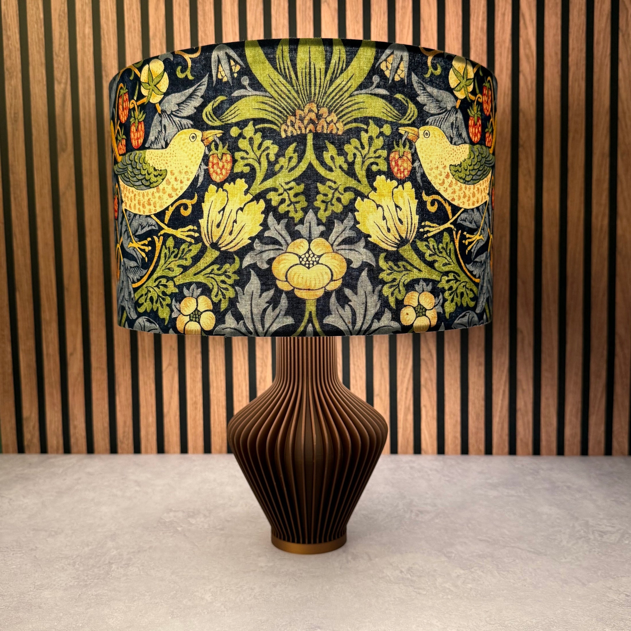 Strawberry Thief | Navy & Green | William Morris | Lampshade