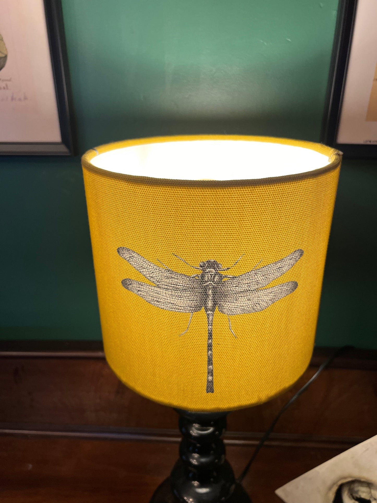 Bright yellow dragonfly lampshade