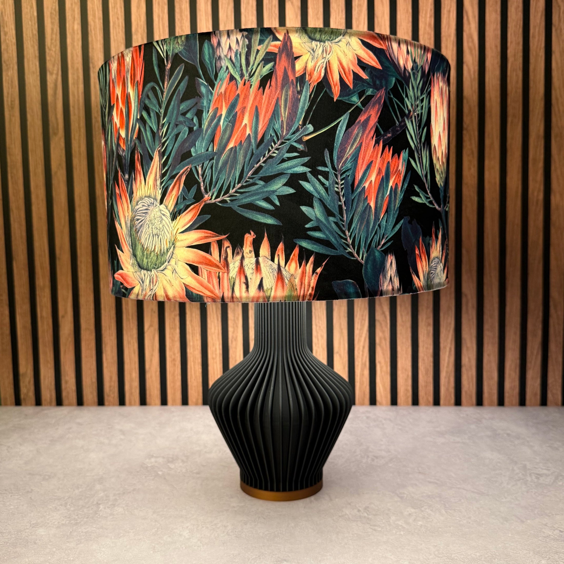 Protea Flower | Black & Pink Velvet | Lampshade