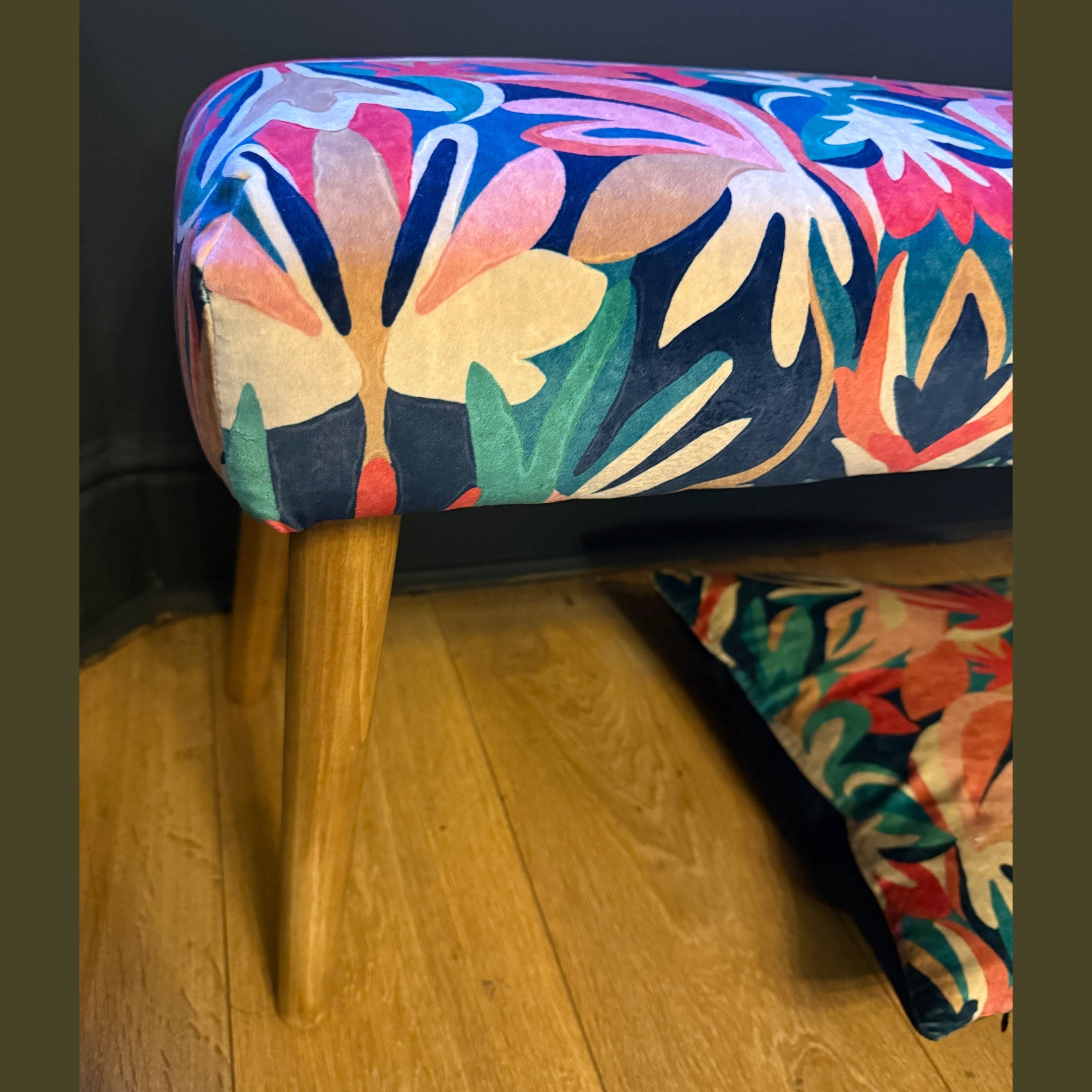 Harlequin Melora | Blue & Red Velvet | Bench