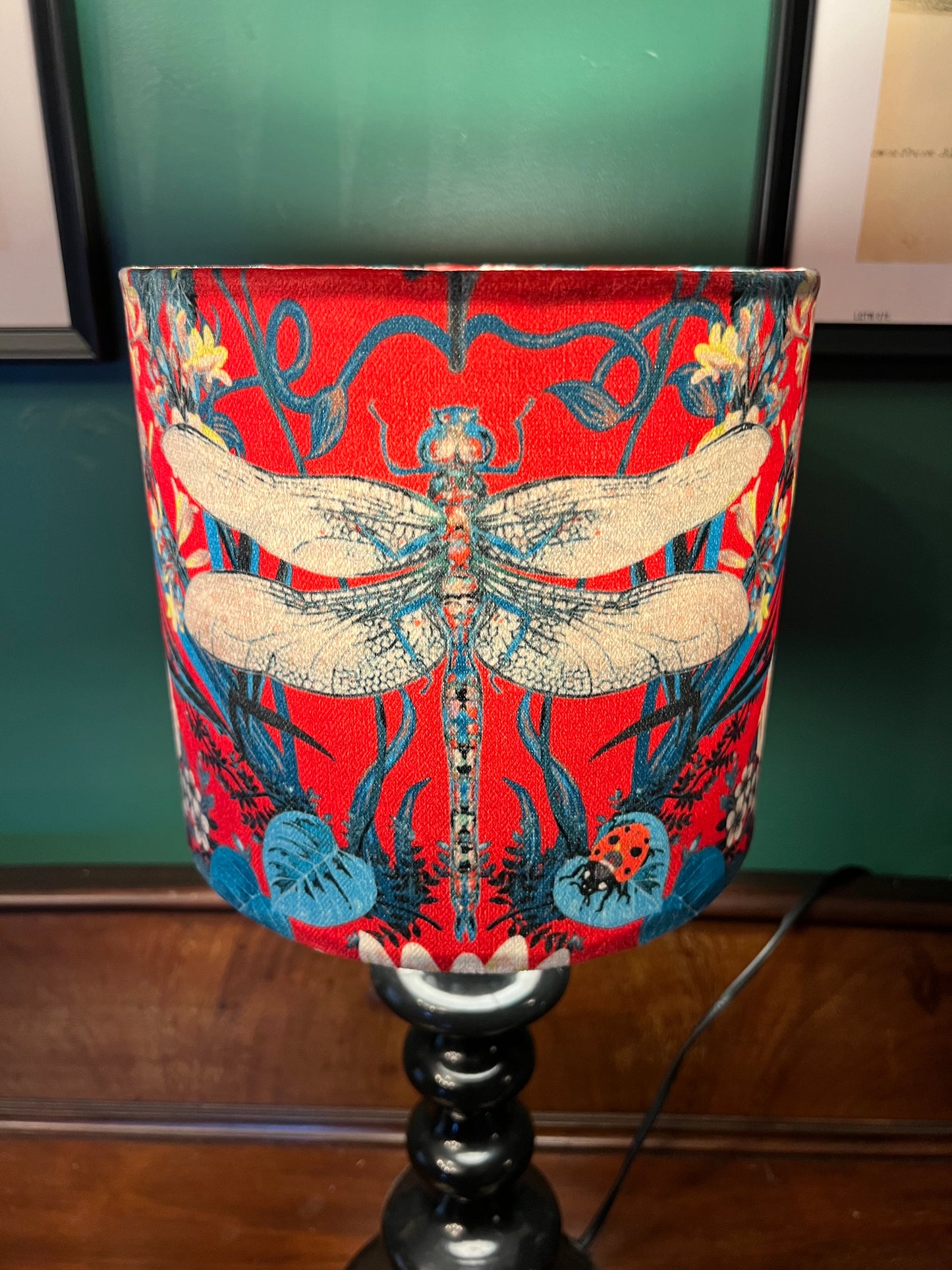 Garden treasures dragonfly red lampshade Becca Who