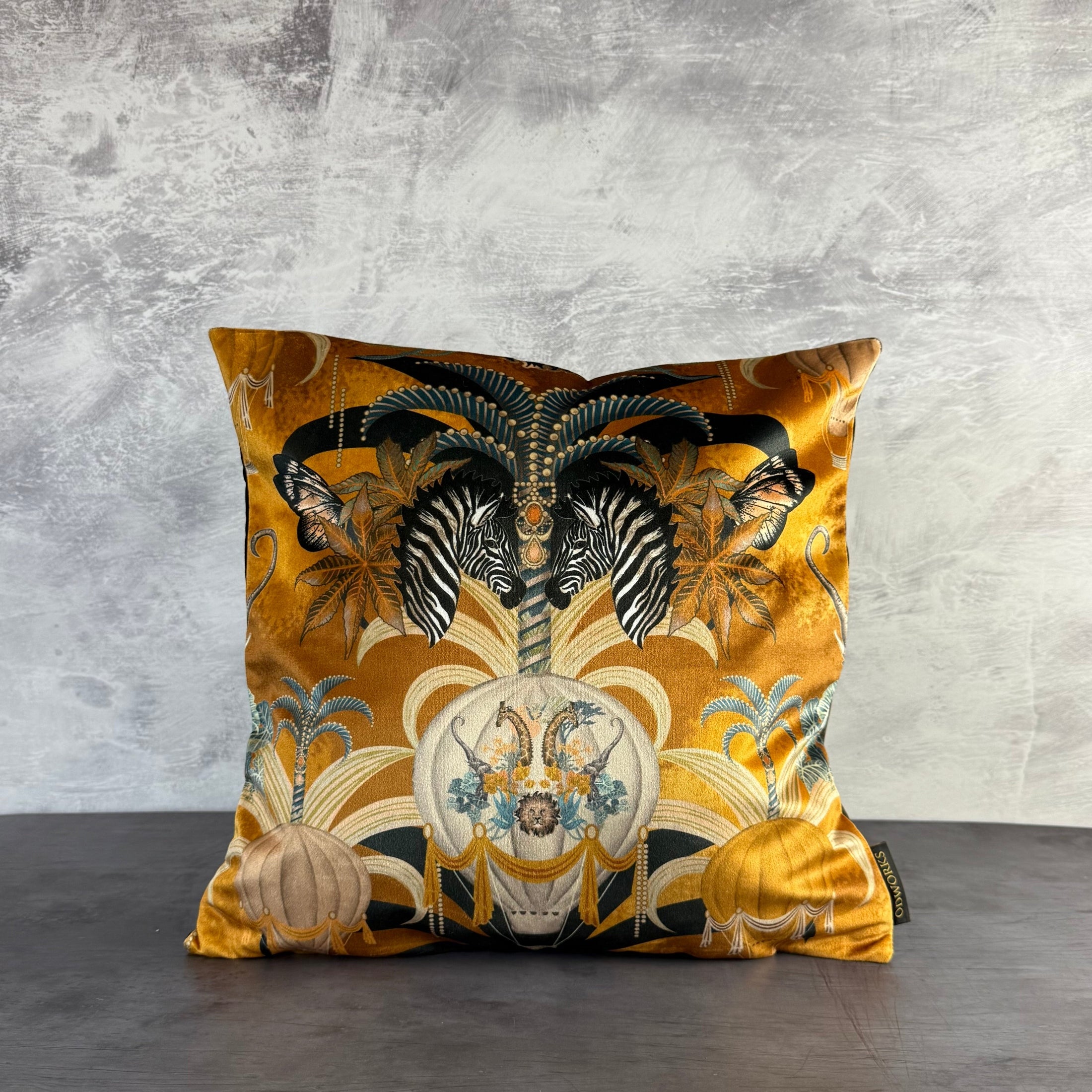 Balloon Safari | Gold & Black Velvet | Becca Who | Cushion