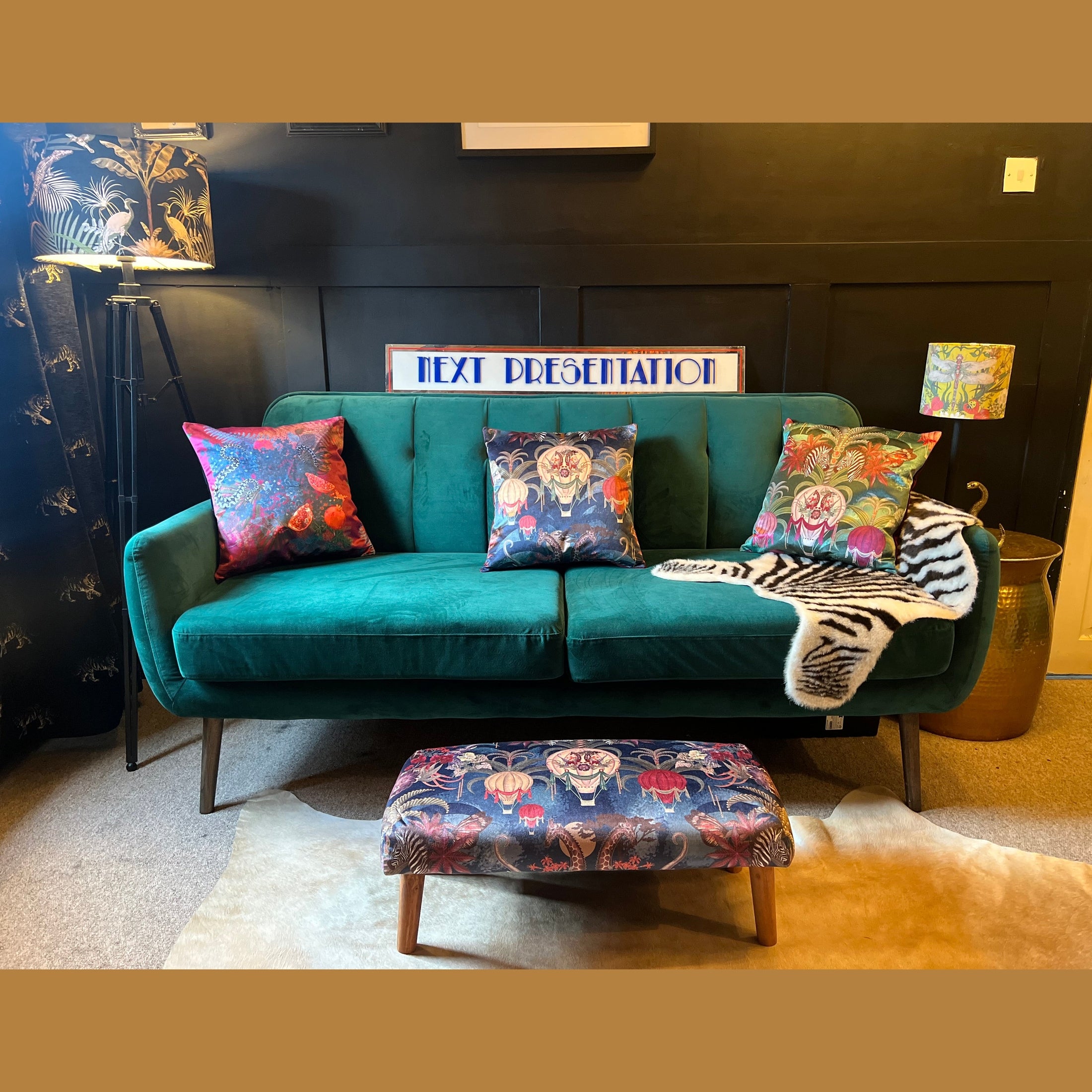 Balloon Safari | Navy & Gold Velvet | Becca Who | Footstool
