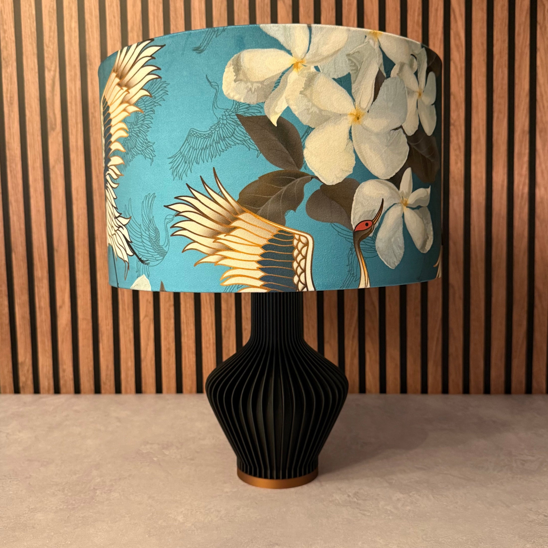Japanese Cranes | Teal & Grey | Lampshade