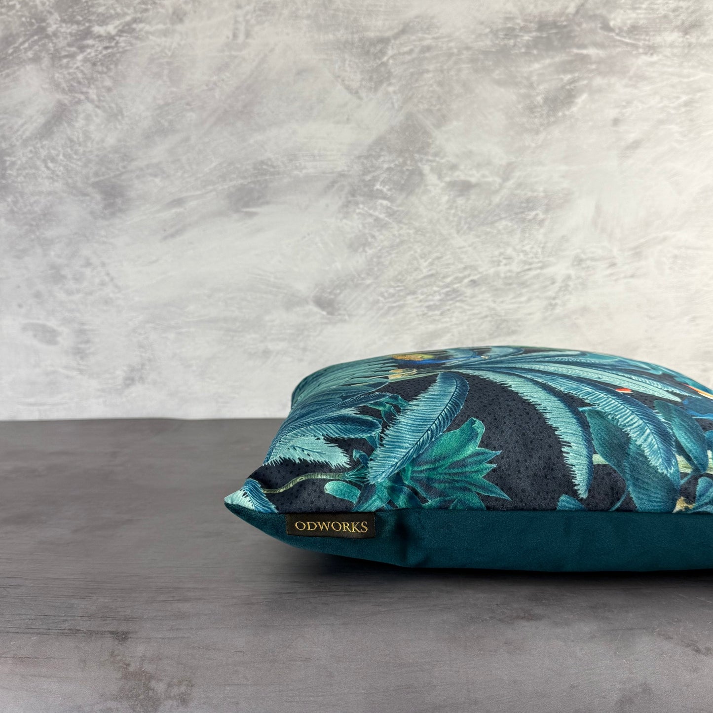 Tropical paradise parrot and toucan jungle velvet cushion
