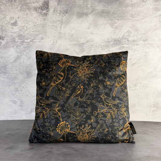 Rustic birds hoopoe bird luxury velvet cushion