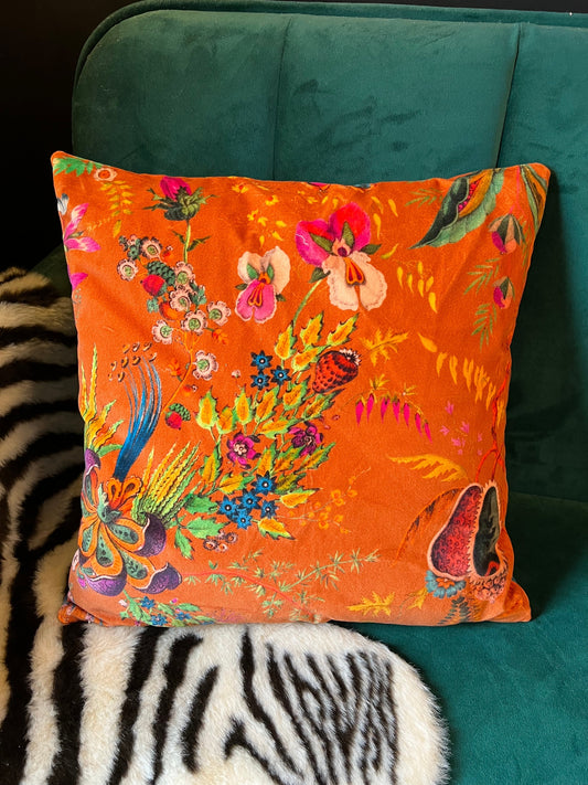 Wonderland luxury velvet cushion Sophie Robinson Harlequin