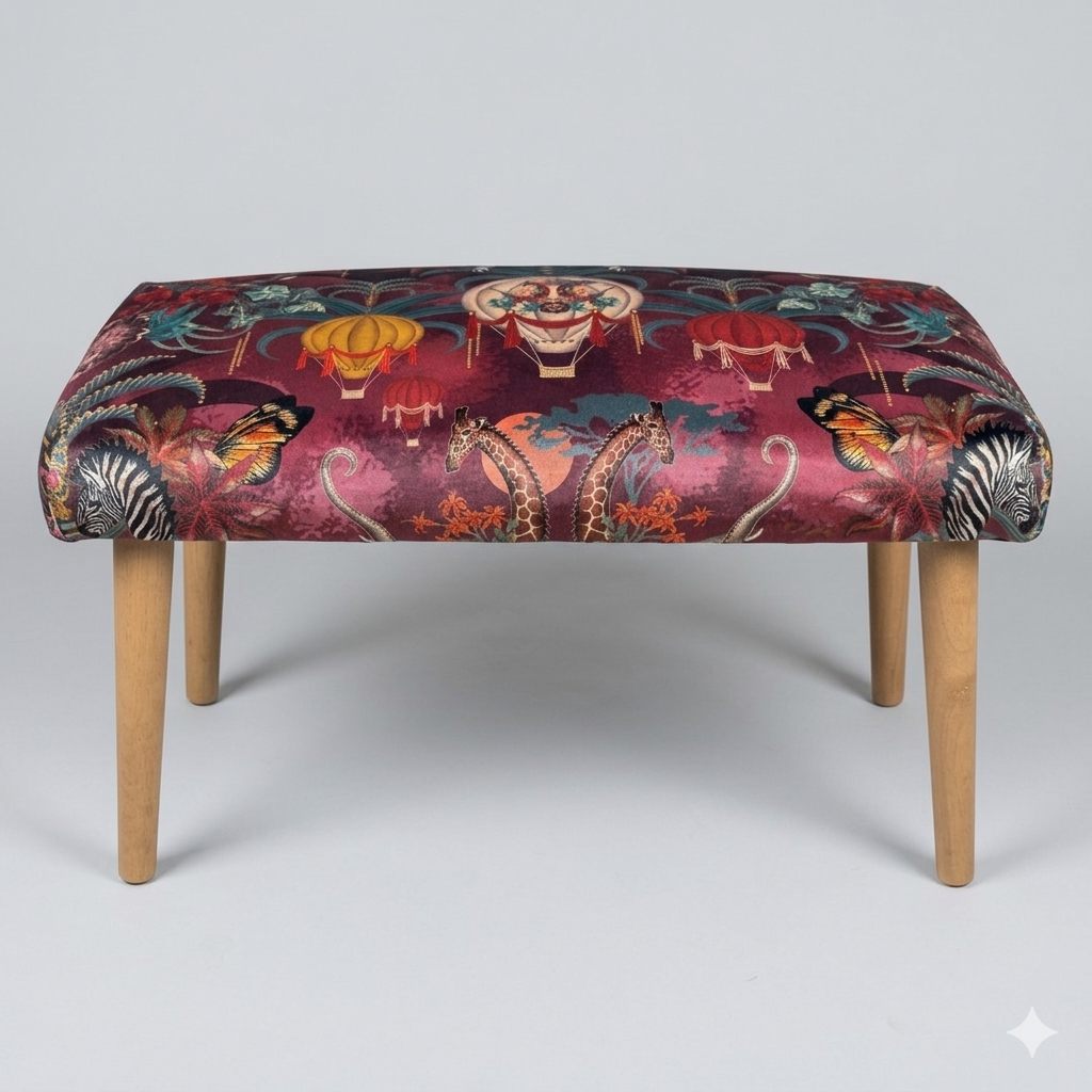 Balloon Safari velvet bench seat / shoe seat / boot room bench Becca Who