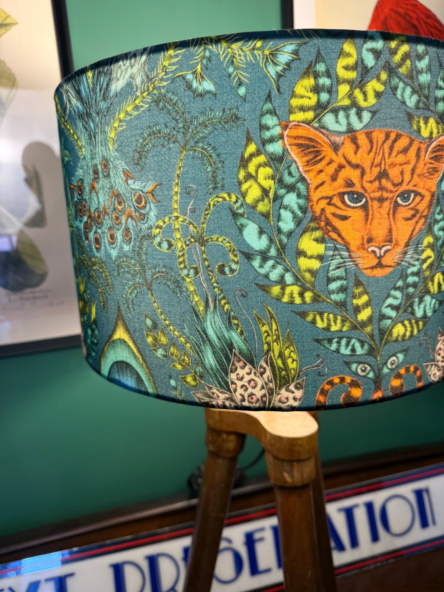 The Amazon tiger teal
lampshade Emma J Shipley jungle