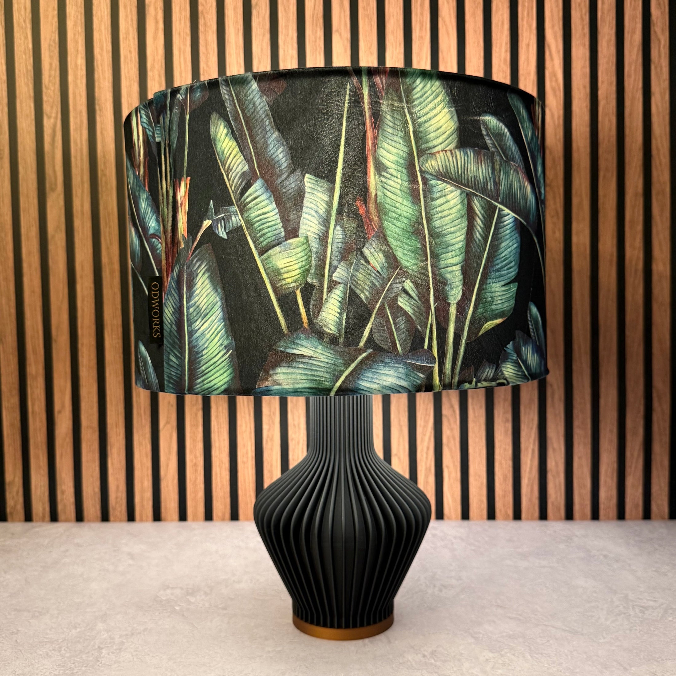 Palm Leaf | Black & Teal Velvet | Lampshade