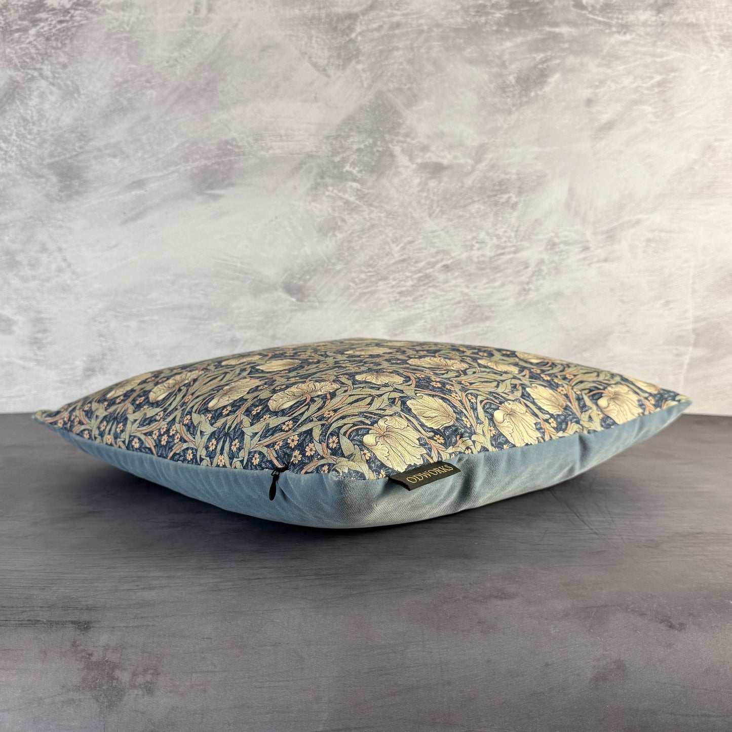 William Morris  Honeysuckle luxury feather cushion in steel