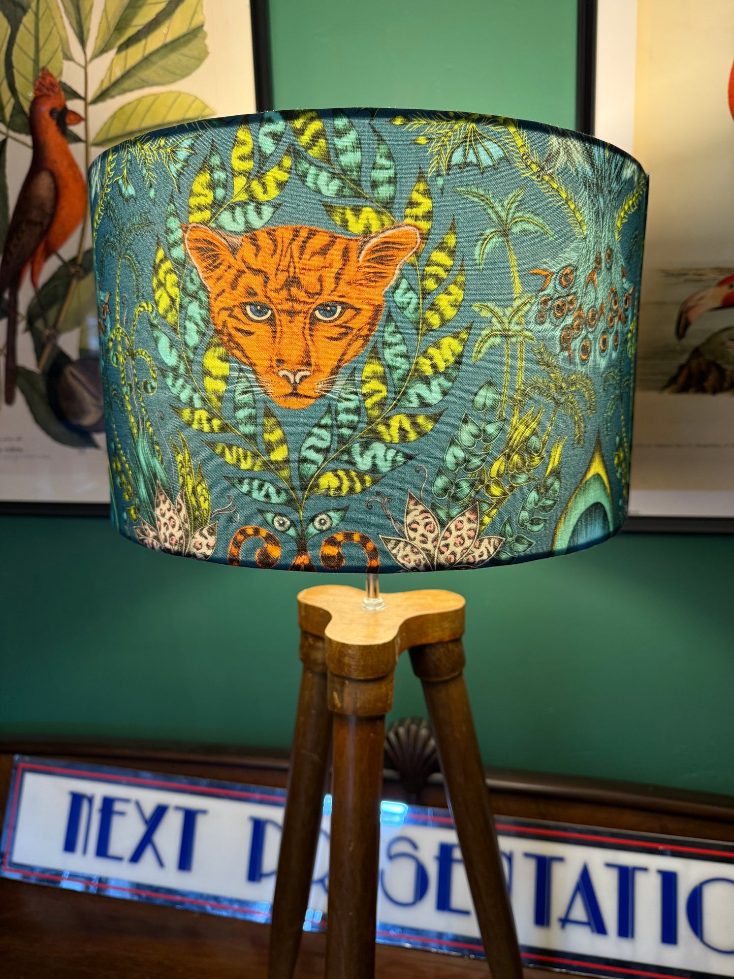 The Amazon tiger teal
lampshade Emma J Shipley jungle