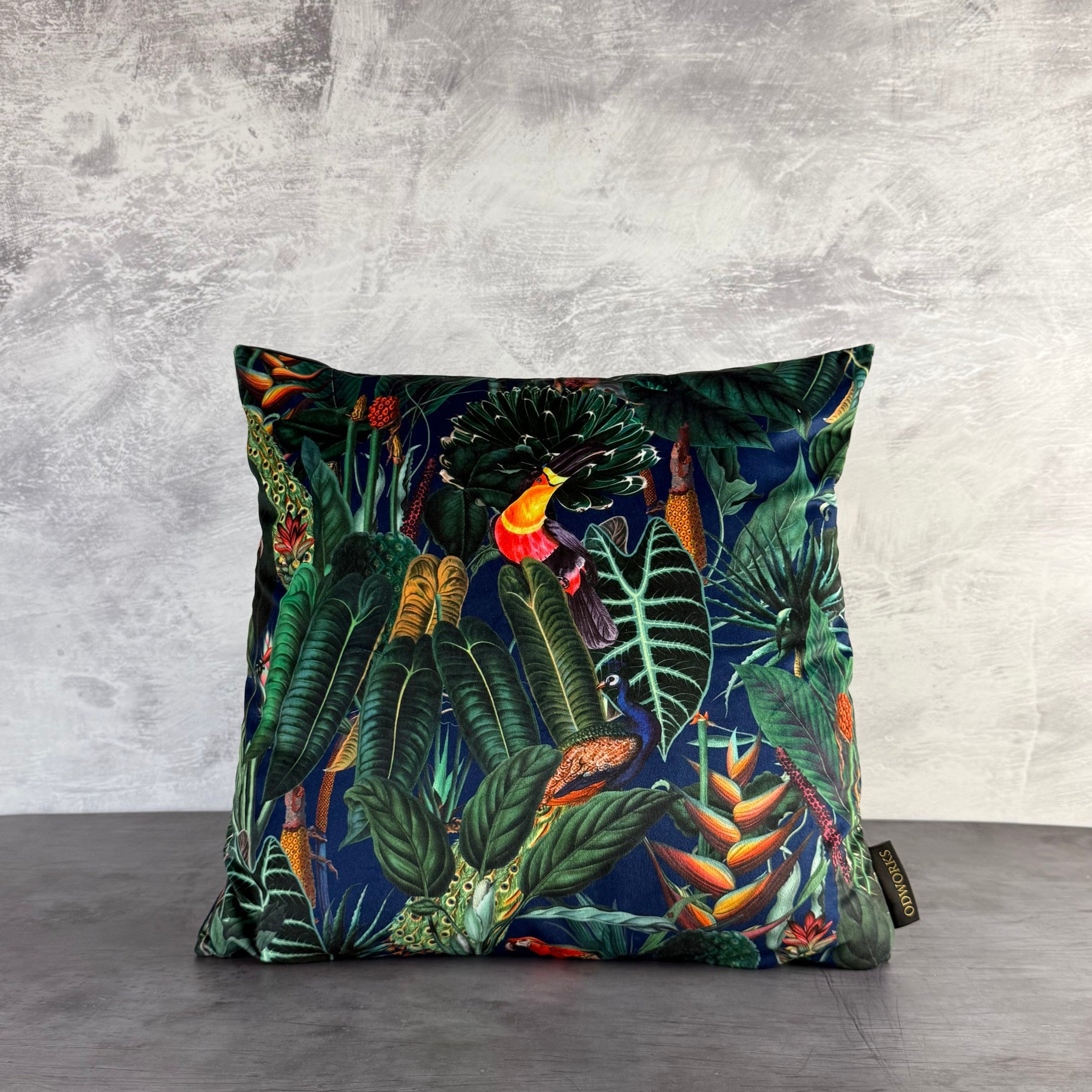Rainforest | Navy & Green Velvet | Cushion