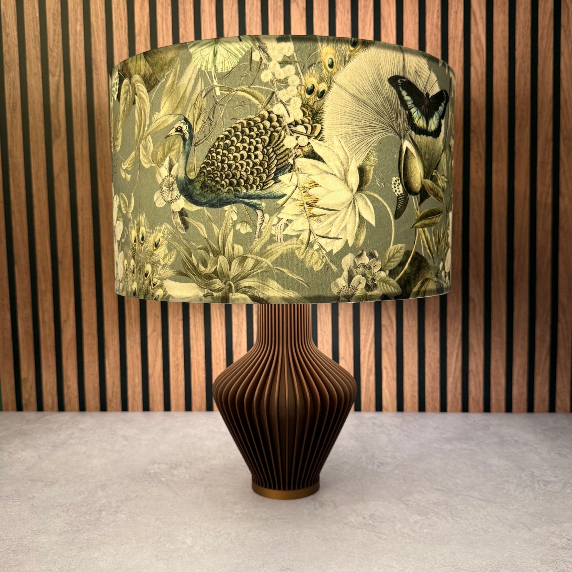 Peacocks & Butterflies | Grey & Sage Velvet | Lampshade