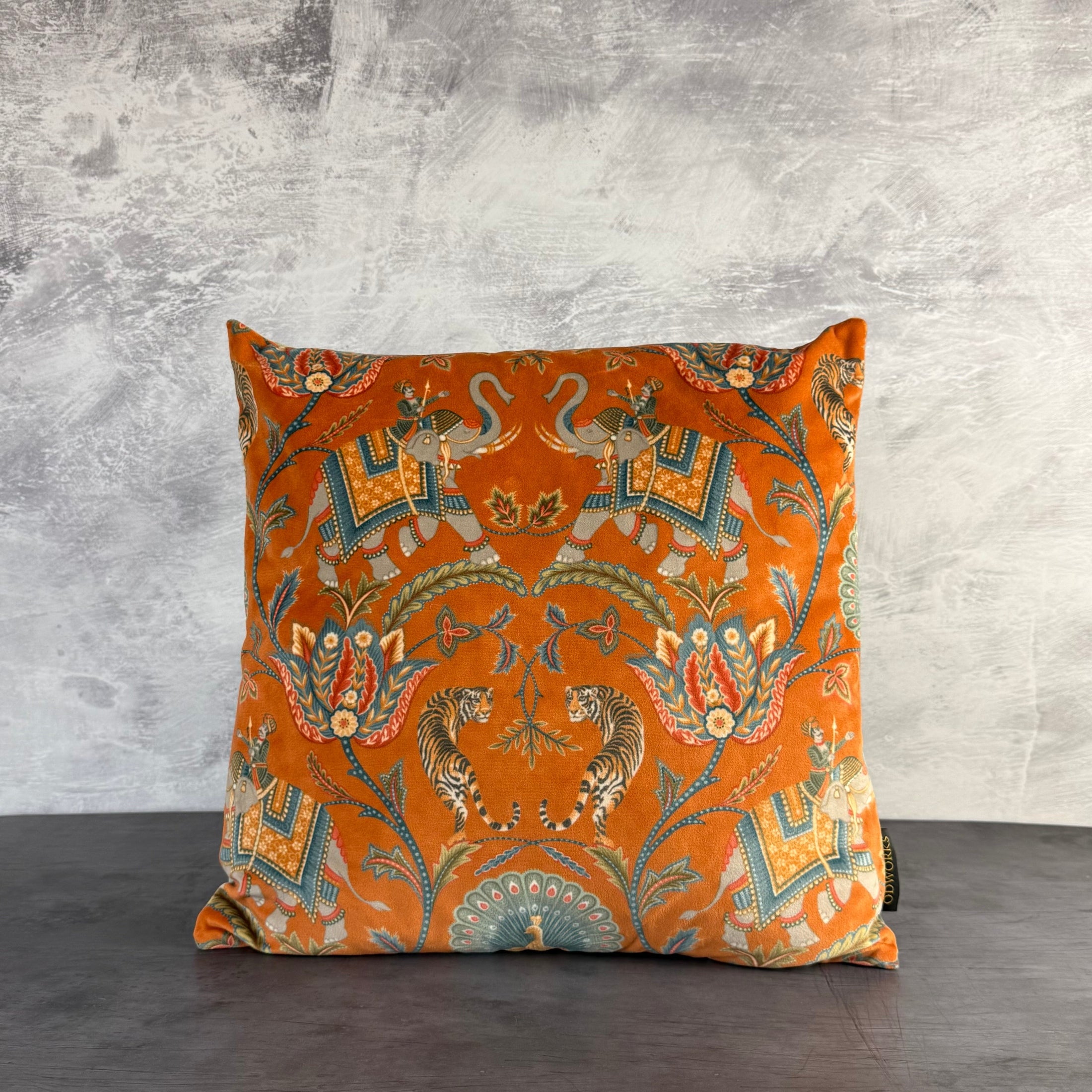 Bengal Tigers | Orange & Teal Velvet | Cushion