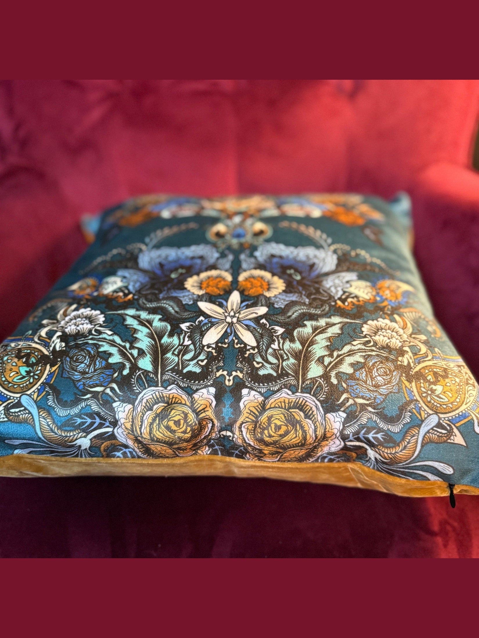 Eden | Teal & Gold Velvet | Becca Who | Cushion