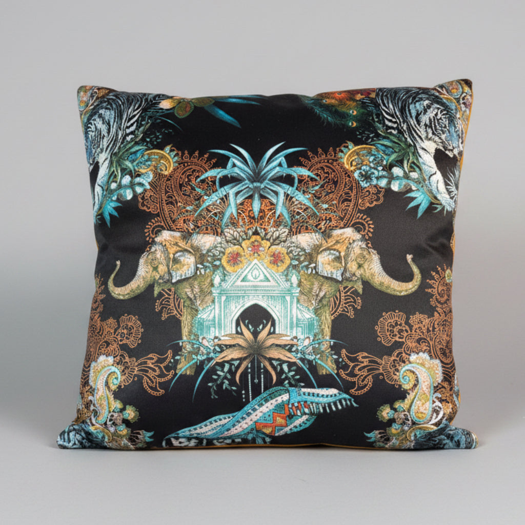 Magic of India | Black & Teal Velvet | Becca Who | Cushion