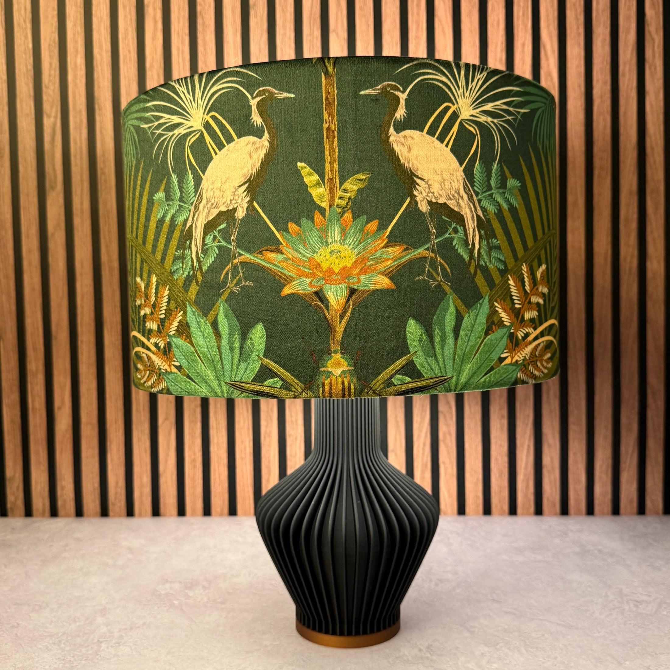 Crocodilia Cranes  |Green Velvet | Handmade  | Becca Who | Lampshade