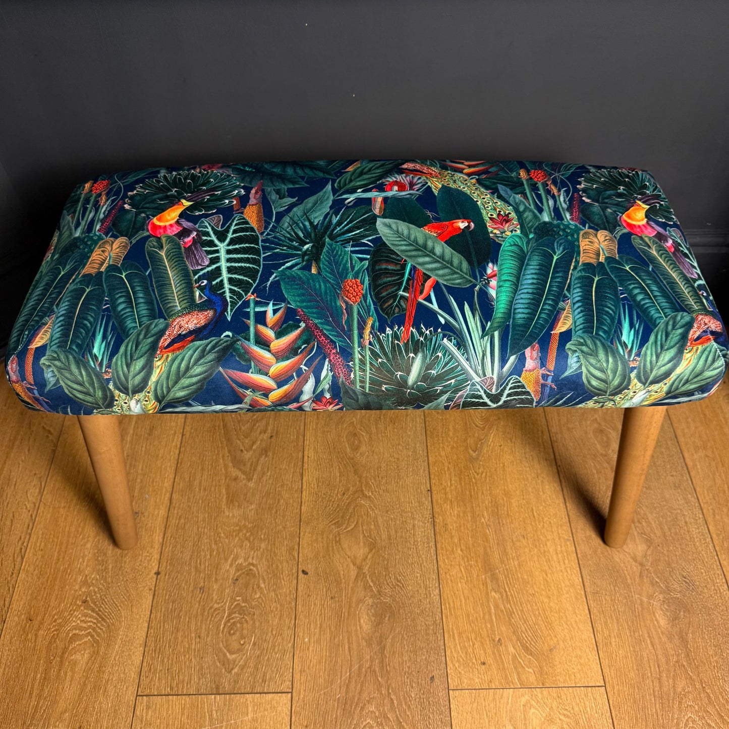 Rainforest navy velvet bench seat / shoe seat / boot room bench