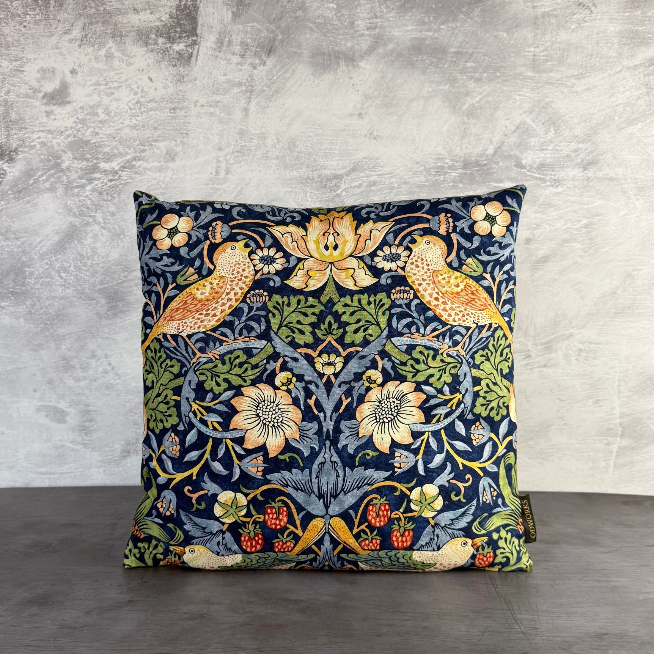 Strawberry Thief | Navy & Green Cotton | William Morris | Cushion