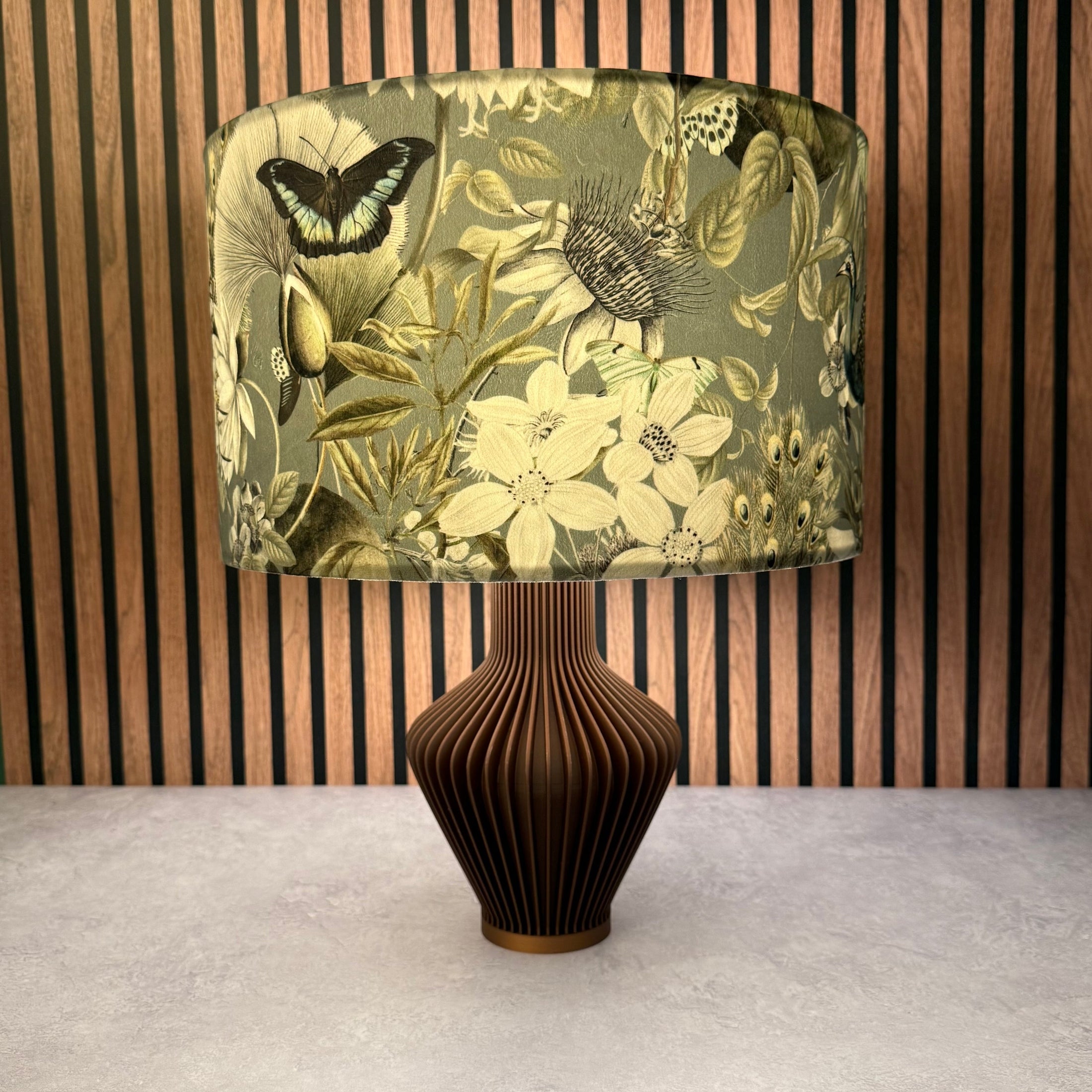 Peacocks & Butterflies | Grey & Sage Velvet | Lampshade