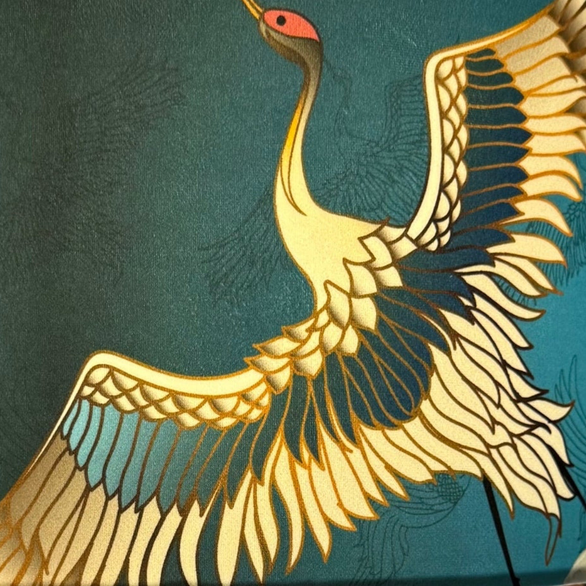 Japanese Cranes | Teal & Grey | Lampshade