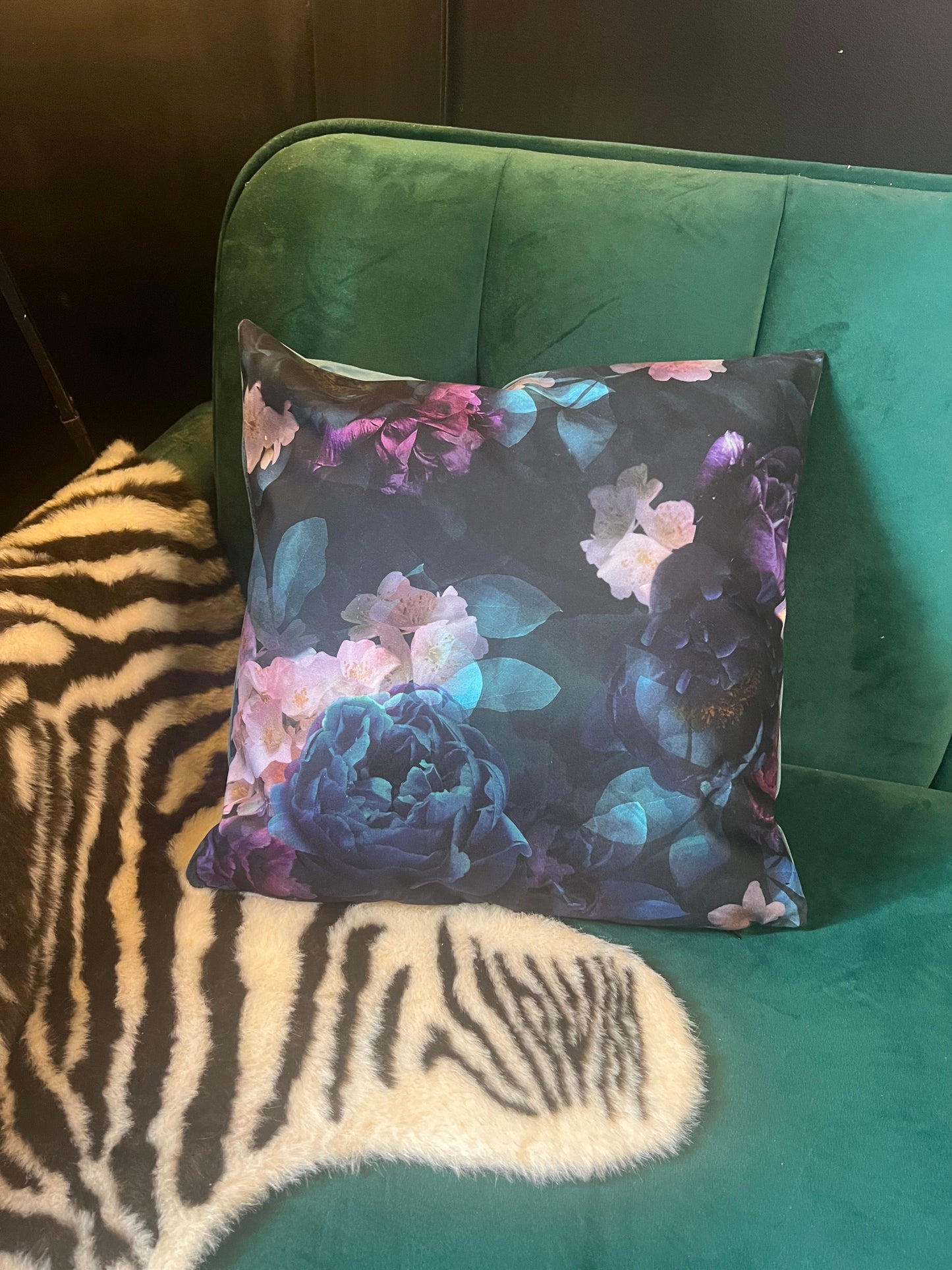 Gothic roses luxury velvet cushion