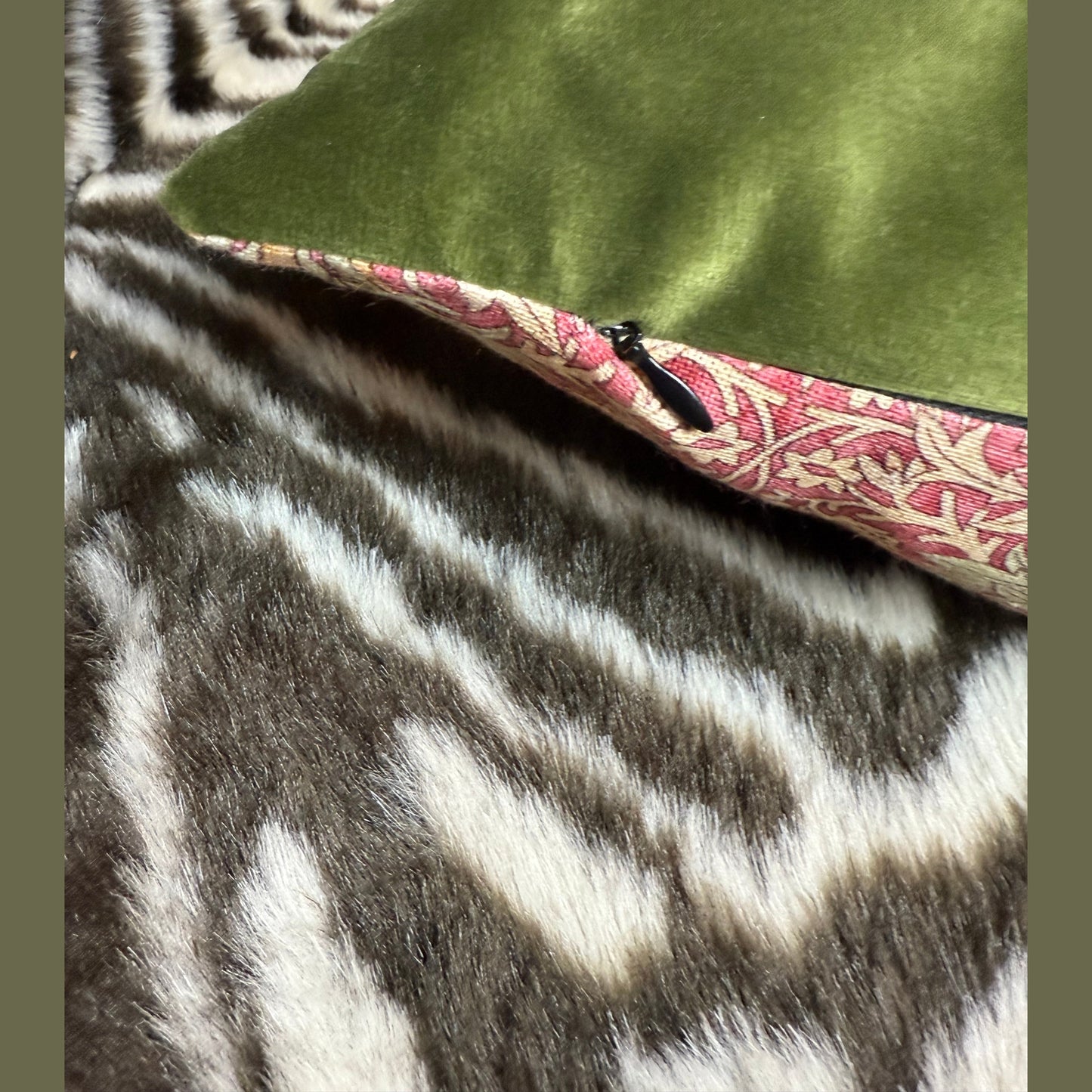 William Morris Snakeshead luxury feather cushion in wine