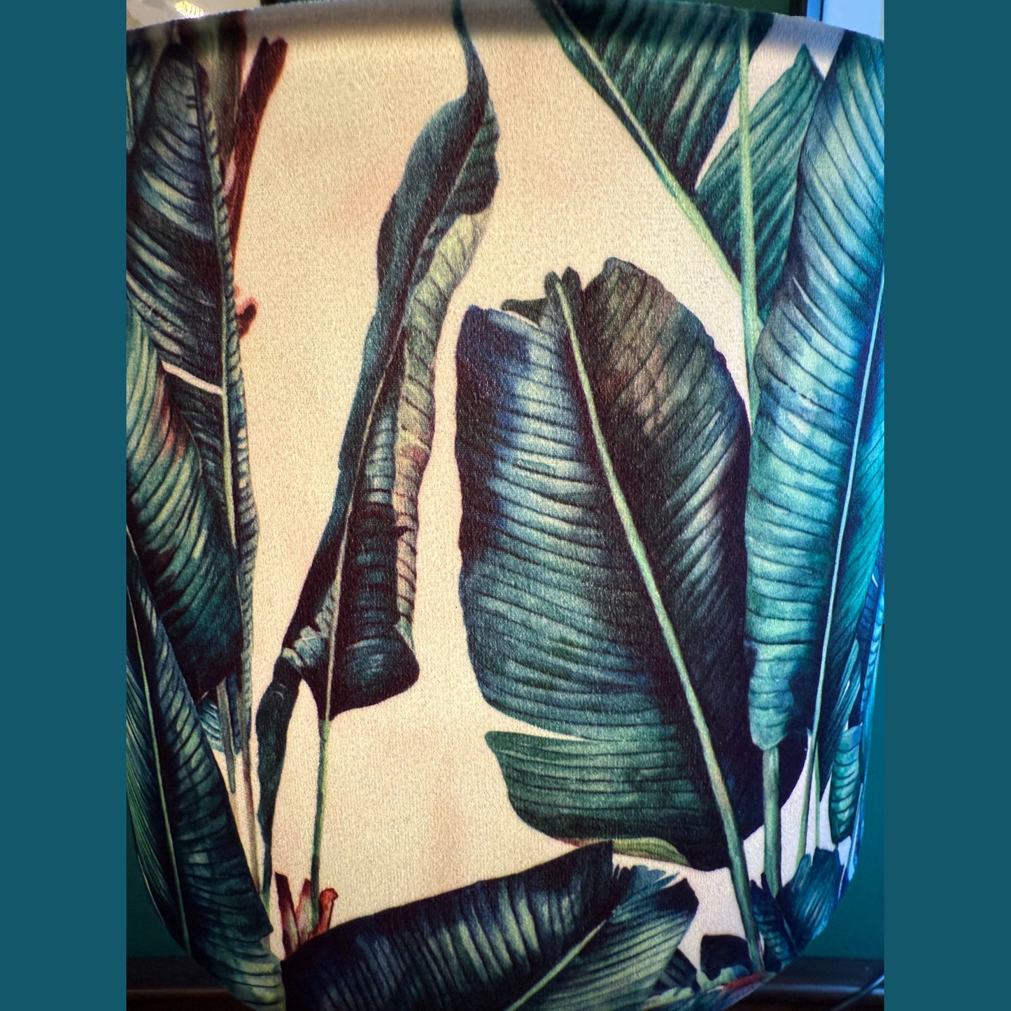 Palm leaf jungle white velvet lampshade