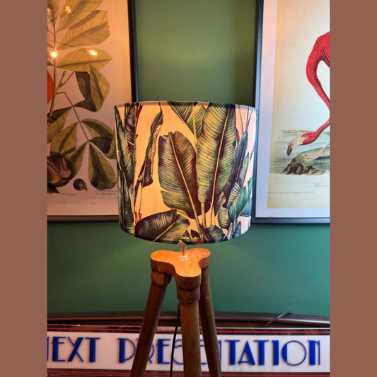 Palm leaf jungle white velvet lampshade