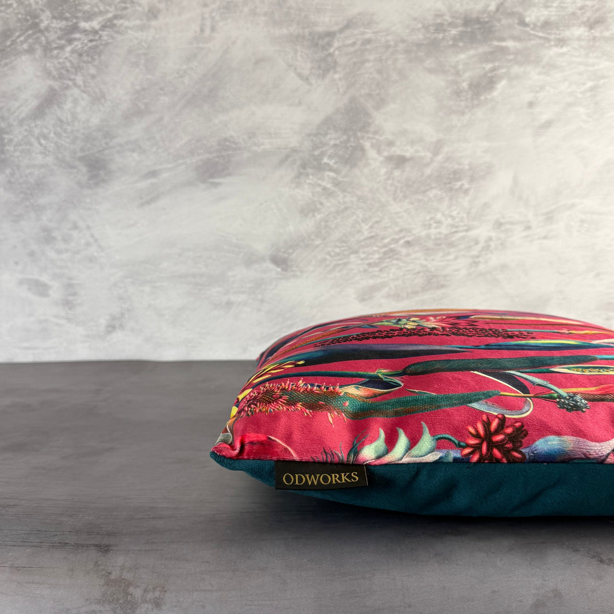 Botanical Lily | Pink & Teal Velvet | Cushion