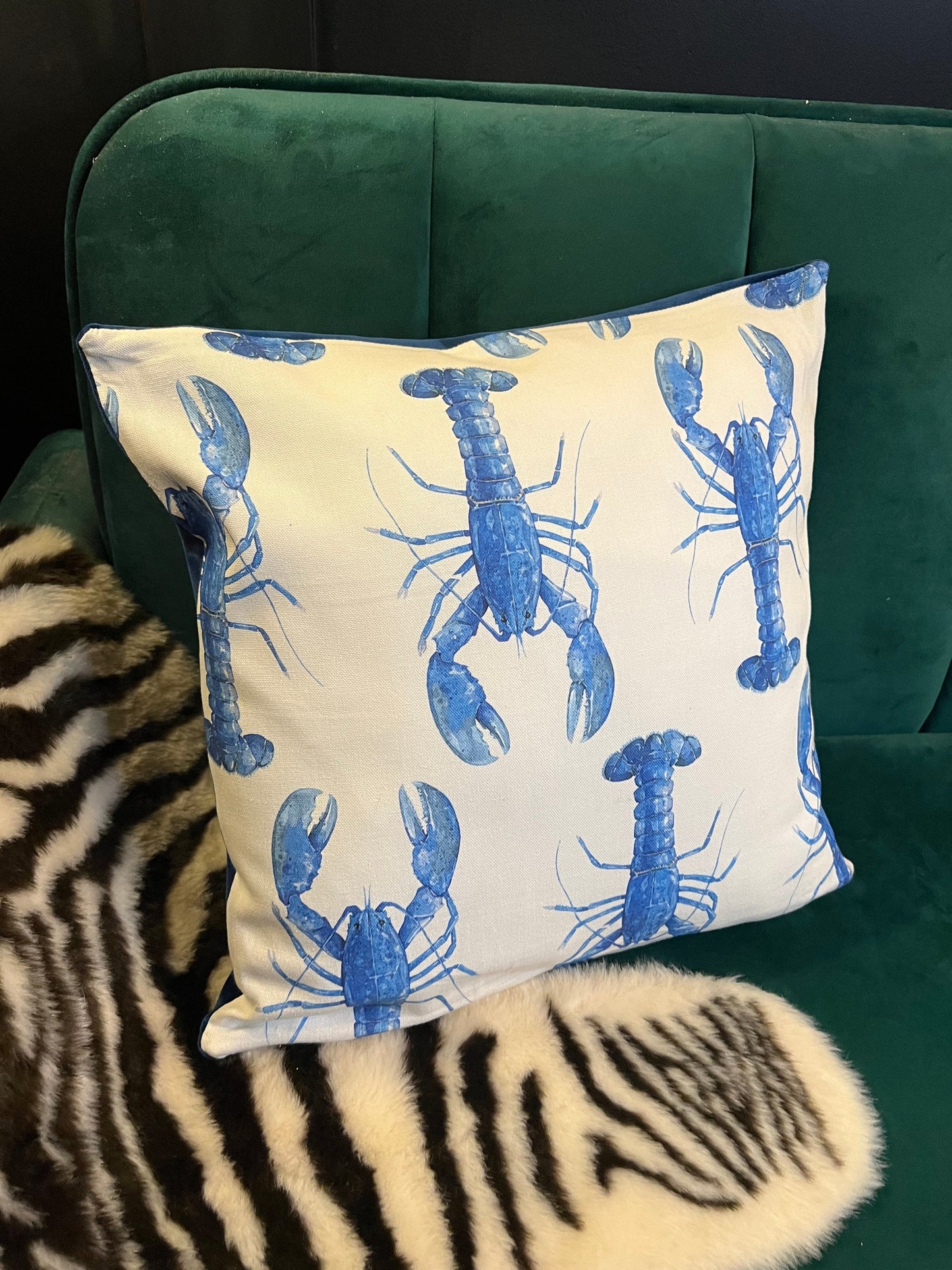 The blue lobster cushion