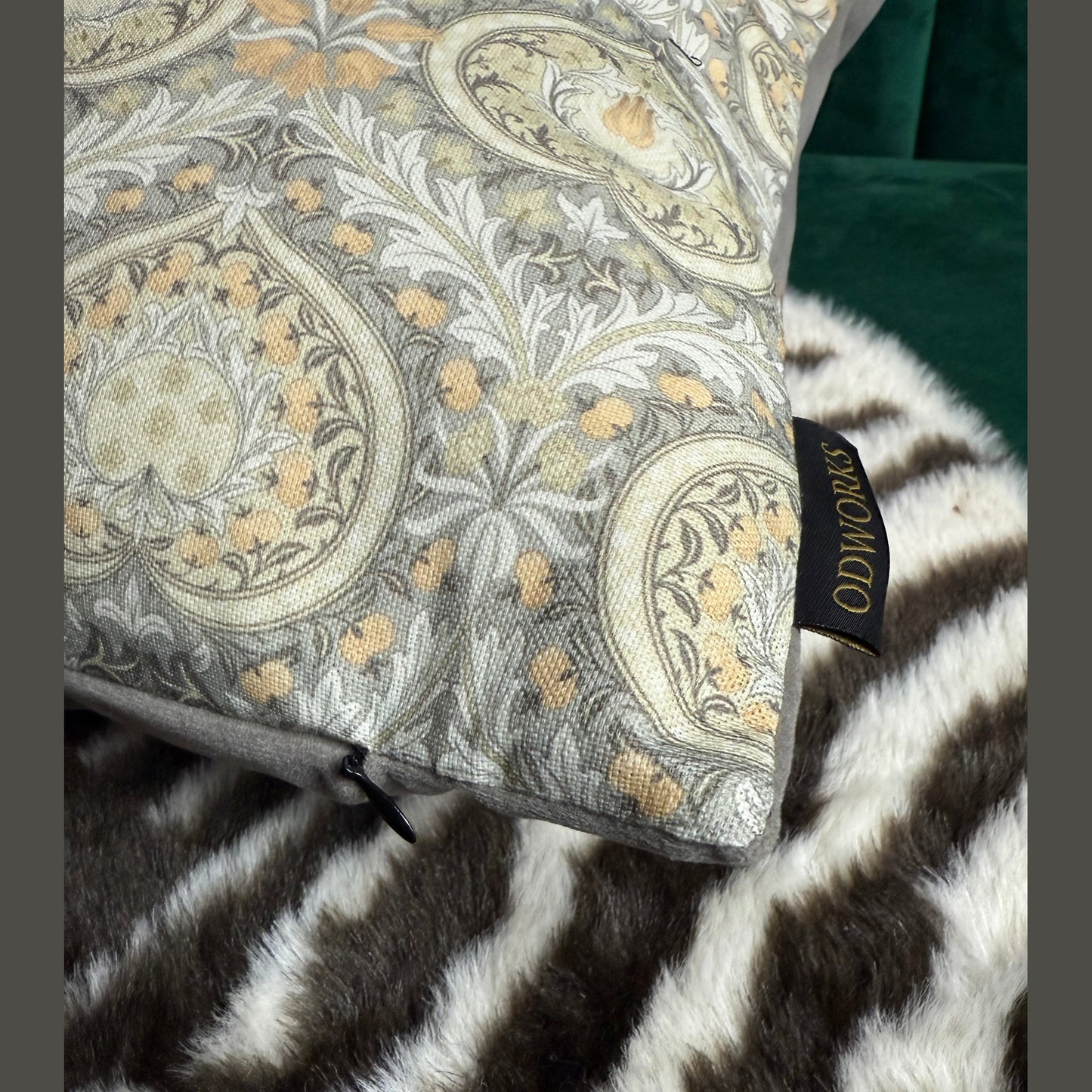 William Morris Eden luxury feather cushion in natural